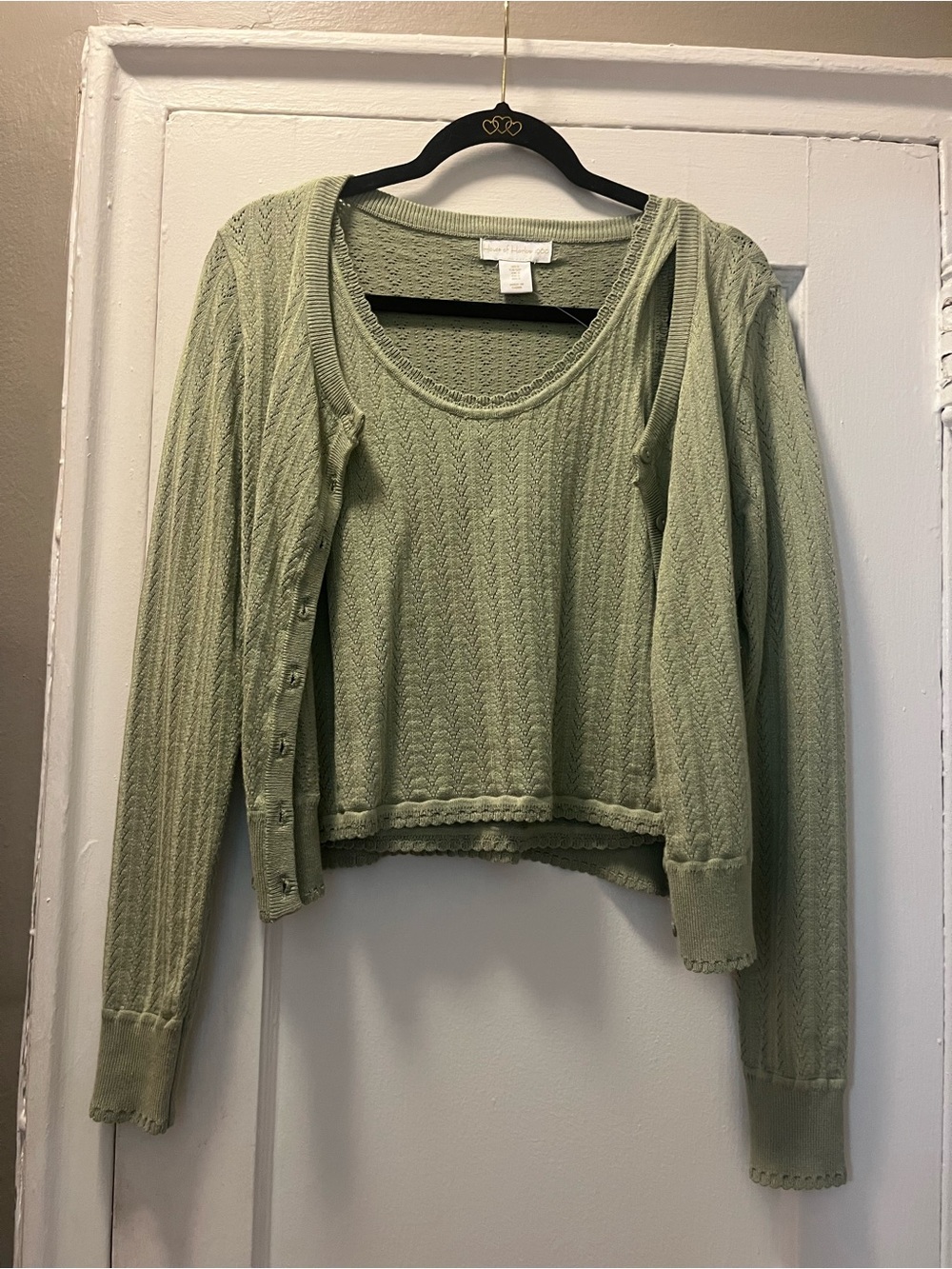 House of Harlow Pointelle Knit Cardigan & Tank Set